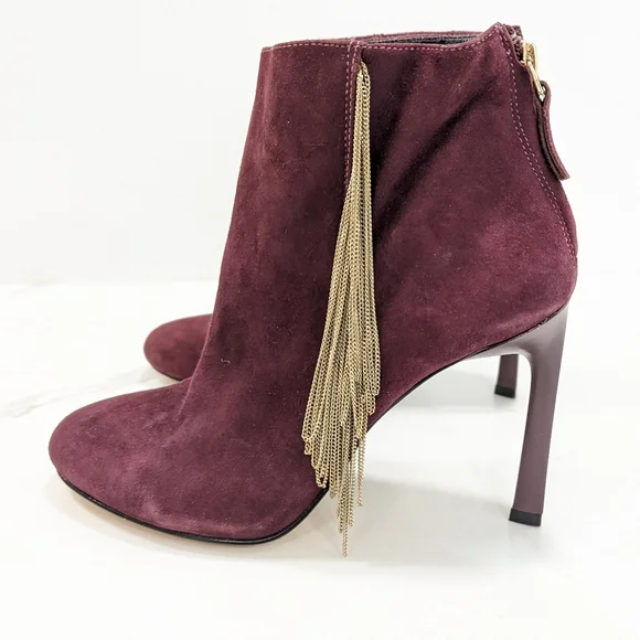 Nine West Womens 25021953-466 leather high heel Uloveit Ankle Bootie Wine Size 5 - Picture 2 of 12